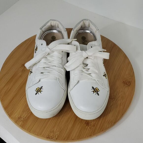 Boden Hollie White Leather Embroidered Bee Sneakers Women's Size EU 38 - Picture 5 of 12